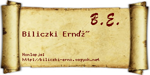 Biliczki Ernő névjegykártya